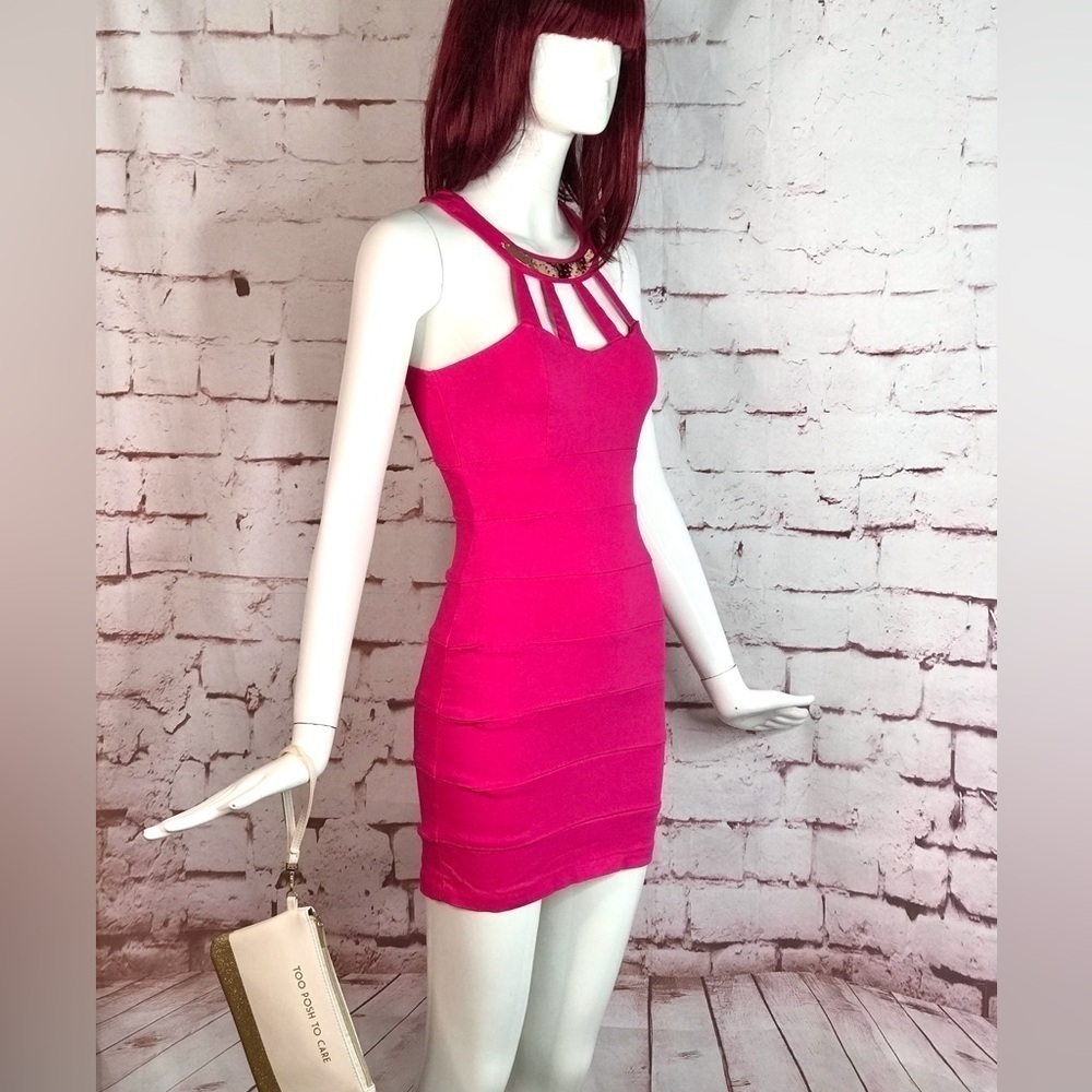 BarbieCore Y2K Hot Pink Bandage Body Con Minidress Size Small - Picture 9 of 15